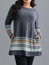 A long-sleeved knitted Bohemian patchwork top for women